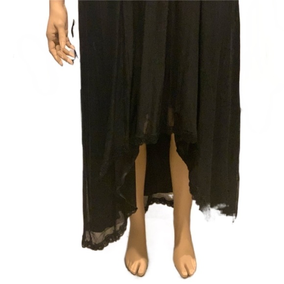 Igigi Halter Gown & Shrug Size 14/16 Sheer Black on Black, Lace Trim Hi-Lo Dress - Picture 14 of 15